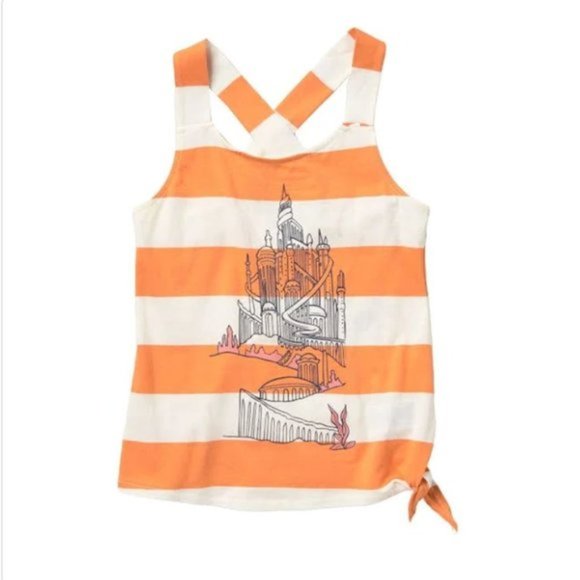 Disney Roxy Little Mermaid Castle Top Girls Striped - Picture 1 of 2